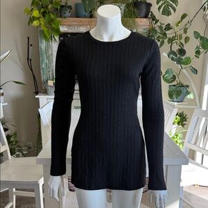 Elegant Black Ribbed Women's Top
